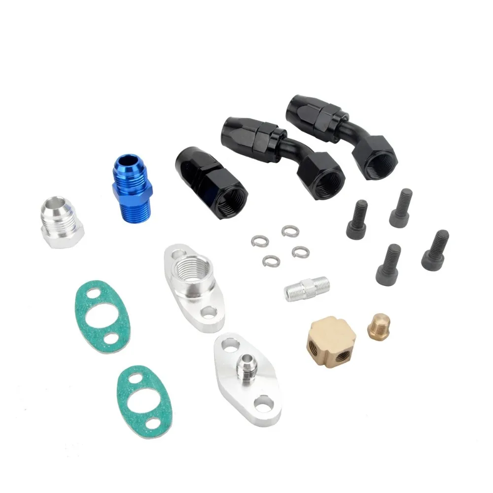 Car Oil Feed Oil Return Drain Line Hose Kit for T3 T4 T6 GT45 T04E T66 Turbo Turbocharger view 3