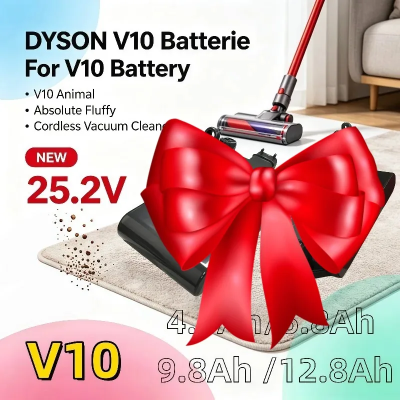 25.2V Replacement Battery For V10 Animal Absolute Fluffy Cordless Vacuum 4.0Ah 6.0Ah 9.0Ah 12.8Ah