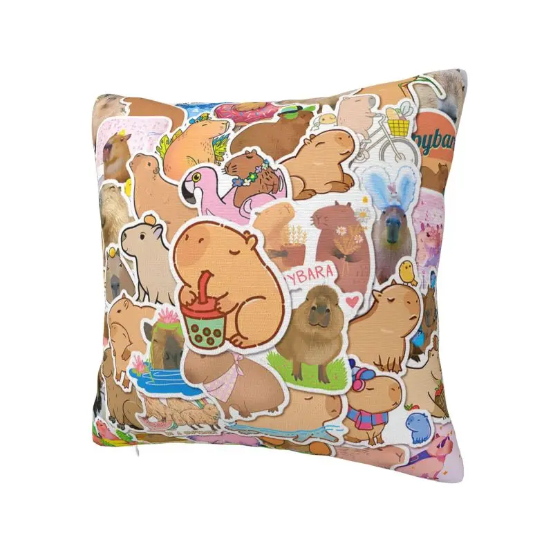 Cute Giant Cavy Capybara Collage Cushion Cover 60x60 cm Polyester Soft Throw Pillow Case For Sofa Chair Home Decor Pillowslip