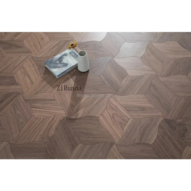 نسخة مخصصة هندسة أوراق الشجر البلوط الباركيه الأبيض البلوط الجوز العائمة جبل