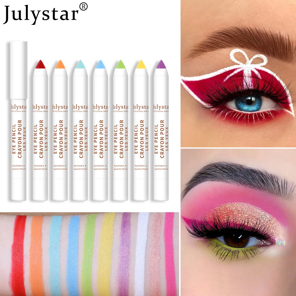 Julystar-Eye Shadow Stick, Dois Tipos de Canetas de Sombra, 20 Cores, Glitter, Lantejoulas, Maquiagem Feminina, Matte