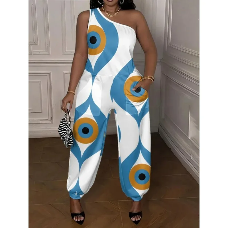 

New Women's Fashion European and American Summer Digital3DPrinted Casual Jumpsuit
