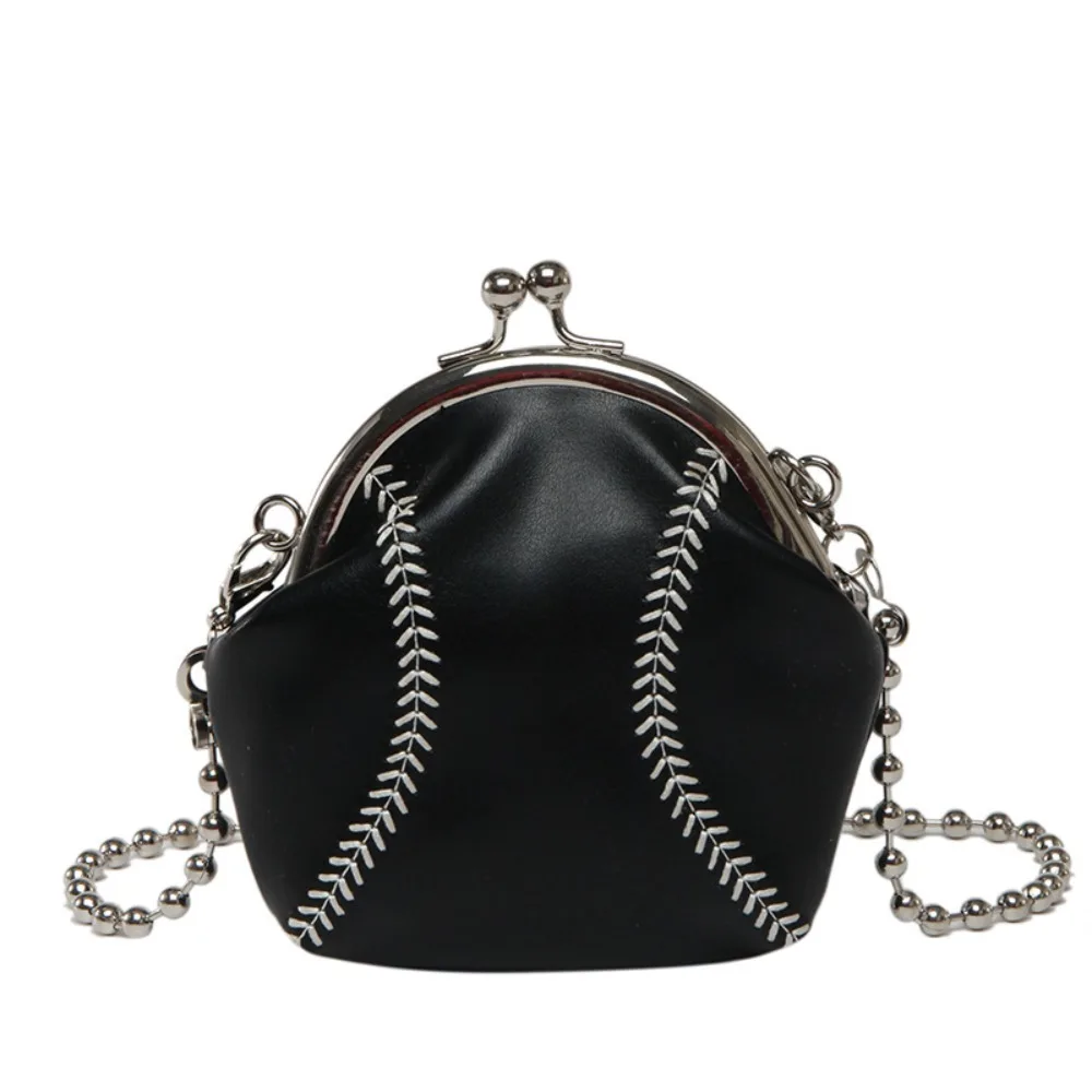

PU Leather Mini Shell Bag Funny Baseball Design Personalized Chain Stylish Shoulder Bag Lightweight Space-Saving Design