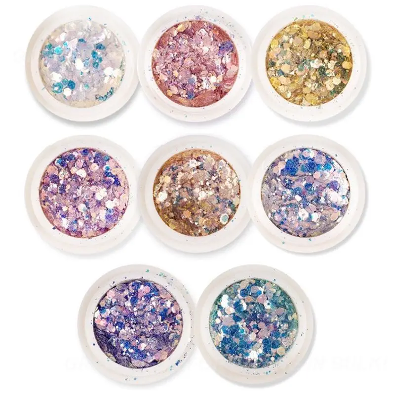 Gemakkelijk Aan Te Brengen En Te Verwijderen Sprankelende Paillette Tips Glitter Pigment Veelzijdige Nageldecoratie 3d Kleurrijke Nagelstof Nail Art Populair
