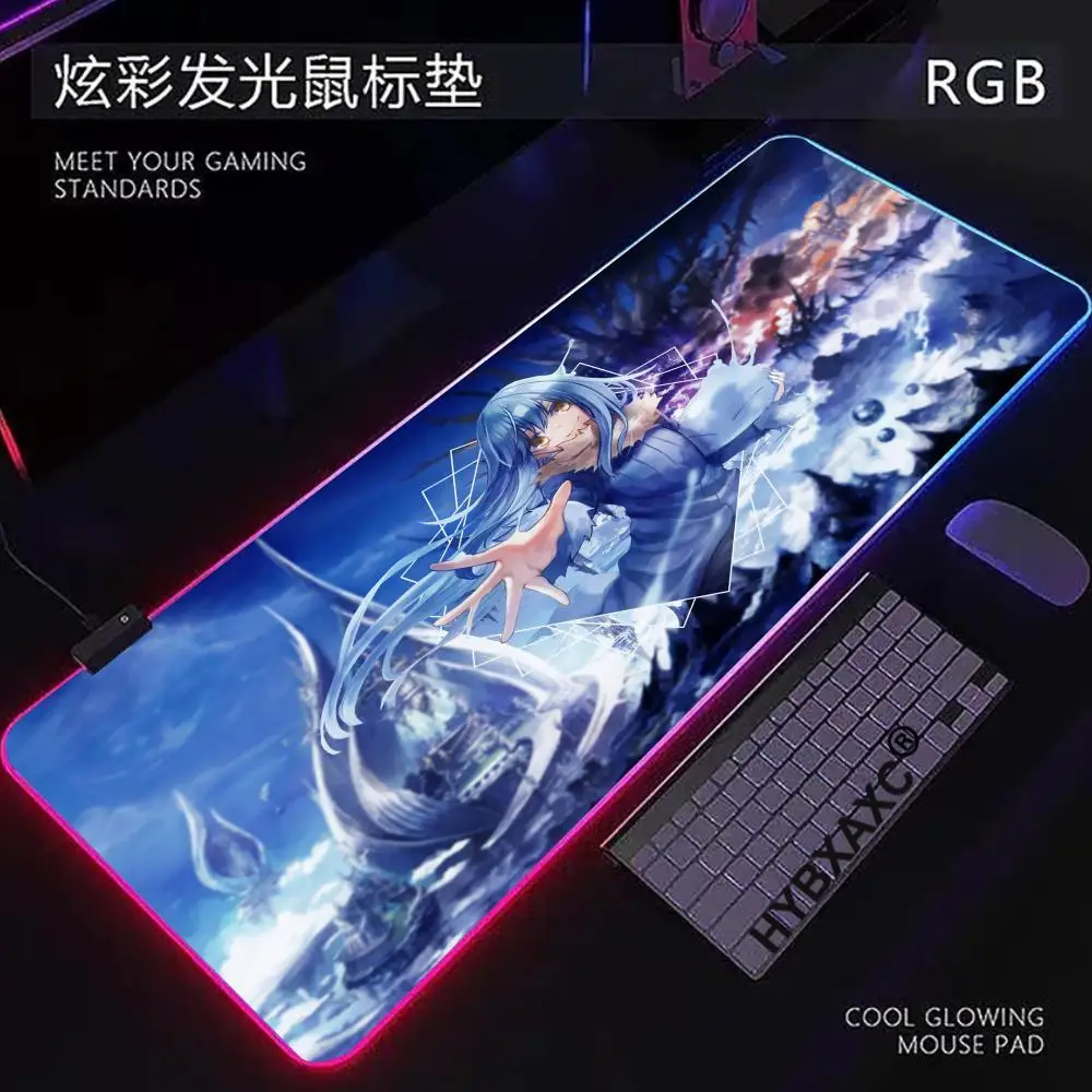 RGB LED That Time I Got Reincarnated As A Slime Anime Mouse Pad Tapis De Souris Deskmat Alfombrillas De Ratón Gamers Decoracion
