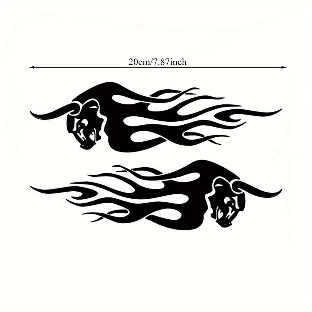 Flame Bull Bike Front Windshield Decor Flame Design Waterproof Vinyl Stickers for Motorcycle Helmet