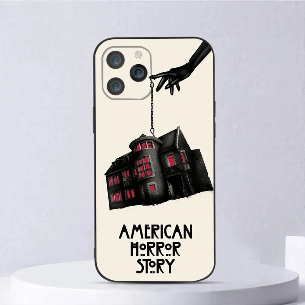 A-AHS-S A-American H-Horror S-Story Phone Case For iPhone 15,14,13,12,11,Plus,Pro Max,XS,X,XR,SE,Mini,8,7 ilicone Black Cover