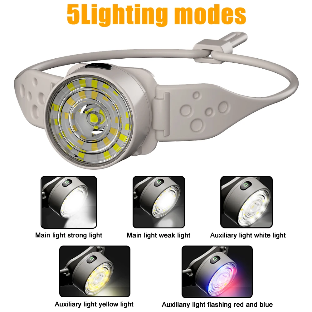 Super Bright LED Headlamp 5 Lighting  Modes Flashlight USB Rechargeable 1200mah Battery Headlight For Fishing Camping Hiking