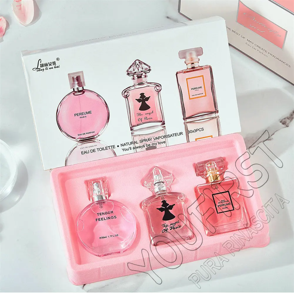 Luxury Brand Perfume Women Eau De Parfums Dames 90ml Perfumes Feminino Originales Gift Box 3Pcs Set Natural Floral Scent Spray