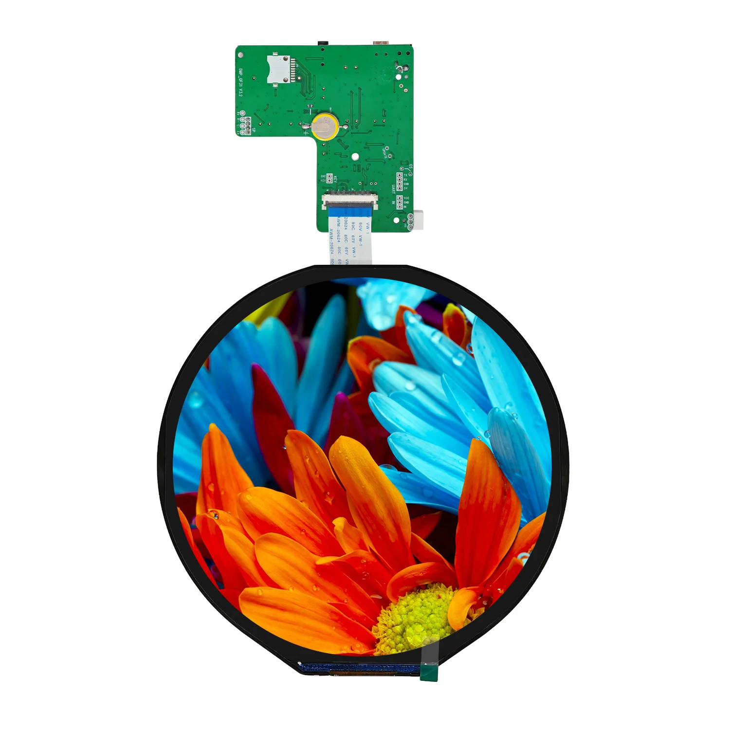 7 Inch Round LCD Circular TFT Display 1080x1080 MIPI USB Advertising Driver Board Auto Player Multimedia Video AD Playback