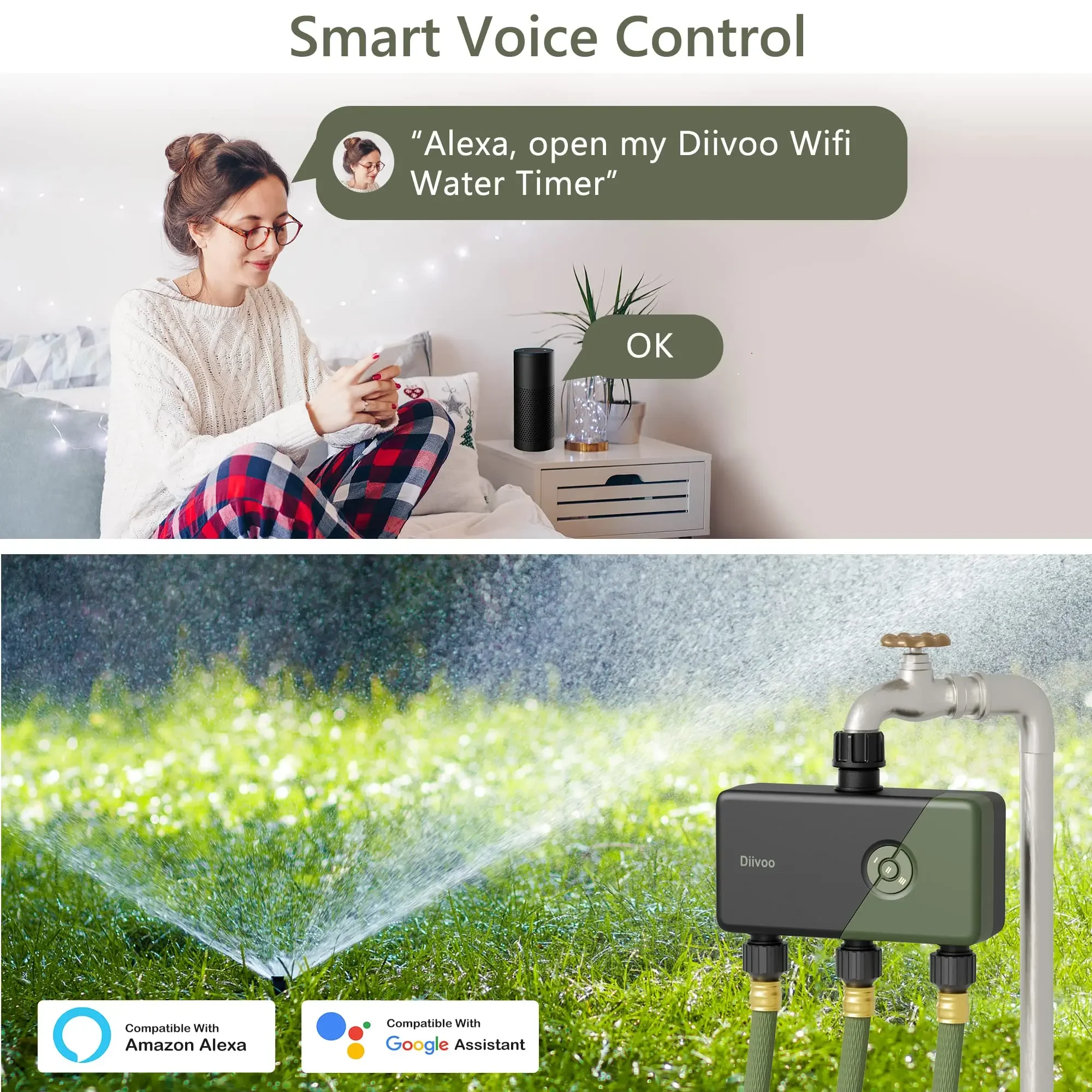 Imagem -04 - Diivoo Temporizador de Rega de Jardim Multizona Wi-fi Controlador Automático de Irrigação por Gotejamento Válvula de Água Sistema de Rega Automática de Jardim