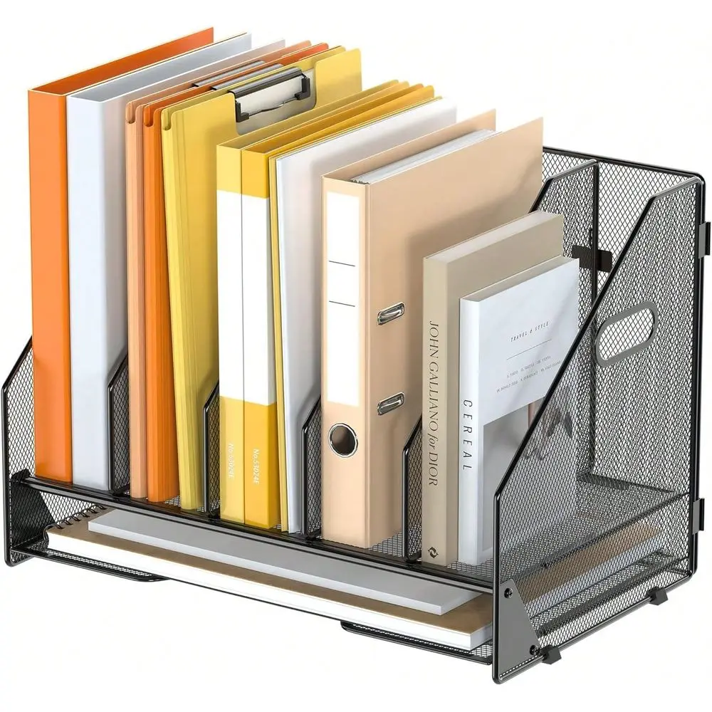 

Office StorageFile Folder Holder Organizer5 Vertical Compartments Racks And Paper Letter Tray,Mesh Magazine File Holder Sorter,D