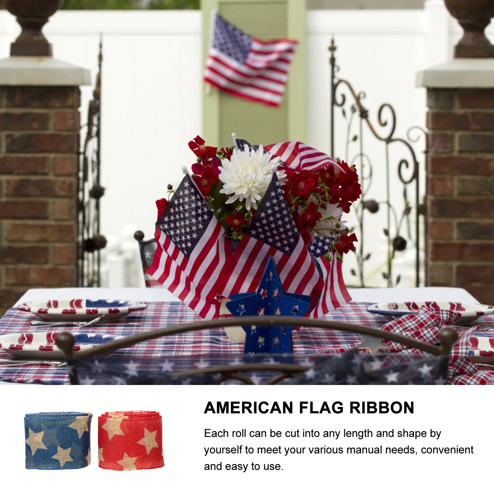 

Patriotic Linen Ribbon American Flag Stripes Decorative for Independence Day DIY Crafts Gift Wrapping Handmade