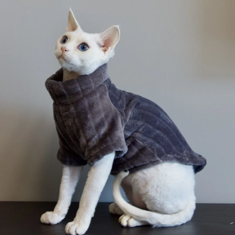 Sphynx Cat Sweater Two-legged Soft Baby Soft Shirt for Hairless Cat Winter Warm Solid Color Cornish Sweater Pet Kitten Clothes