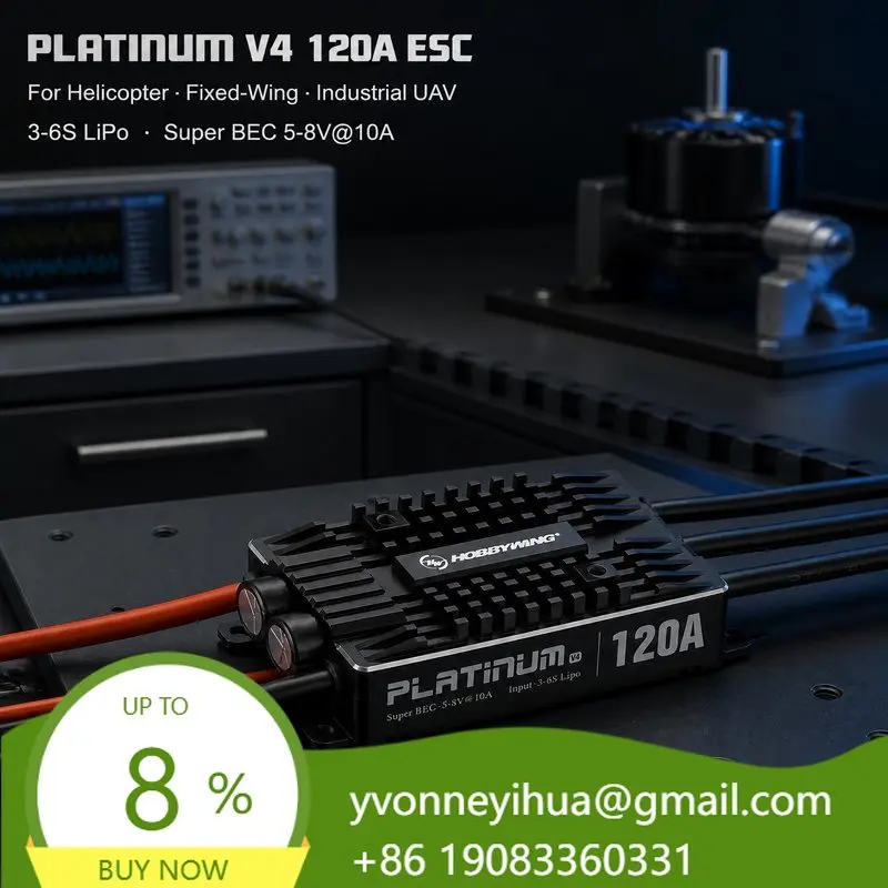 Hobbywing Platinum 120A V4 ESC Metal Heat Sink 3-6S LiPo BEC 5V 3A Electric Speed Controller For Agriculture Multirotor