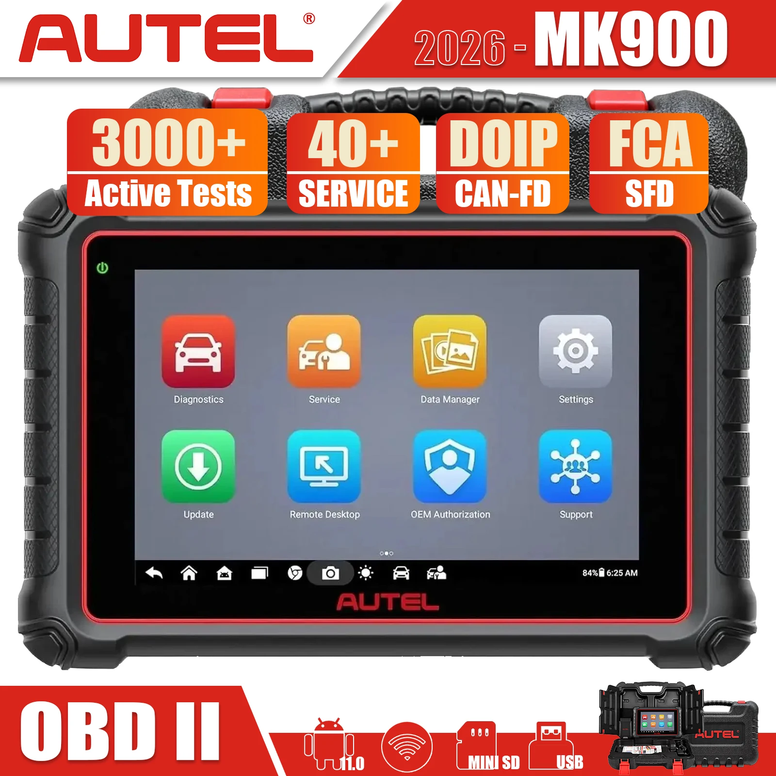 Autel MaxiCOM MK900 Bidirectional Diagnostic Tool OBD2 Scanner Active Testing Code Reader CAN-FD&DoIP  Upgraded of MX808S MK808S