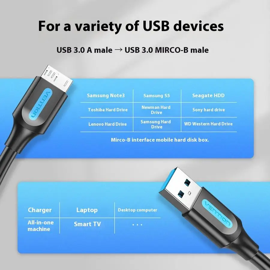 قطعة واحدة من كابل بيانات USB3.0 عالي الدقة، متوافق مع محركات الأقراص الصلبة Western wd Seagate Toshiba لكابلات SATA للكمبيوتر #5