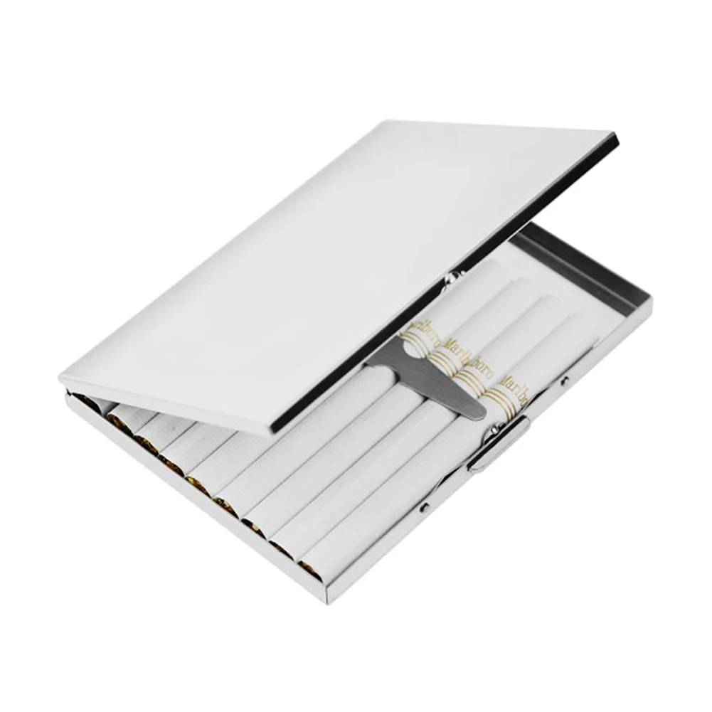 Ultra-Slim Silver Stainless Steel Cigarette Case - Portable & Elegant Design, Premium Cigarette Box for Gentleman durable