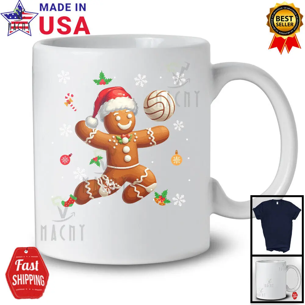 Pan di zenzero che gioca al pallavolo; Giocatore con nome personalizzato di Natale gioioso; Camicia da panettiere