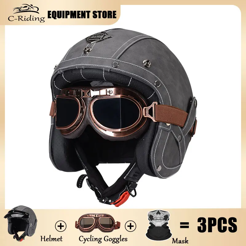 

Open Face 3/4 Motorcycle Helmet Personalized Men and Women Vintage Retro Motorbike Cascos De Motociclistas Helmets Motorrad Helm