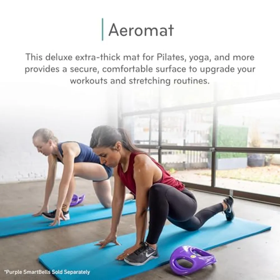 Pilates and yoga mat for studio or home gym use, extra-thick foam material, black, non-slip surface and cushioned support