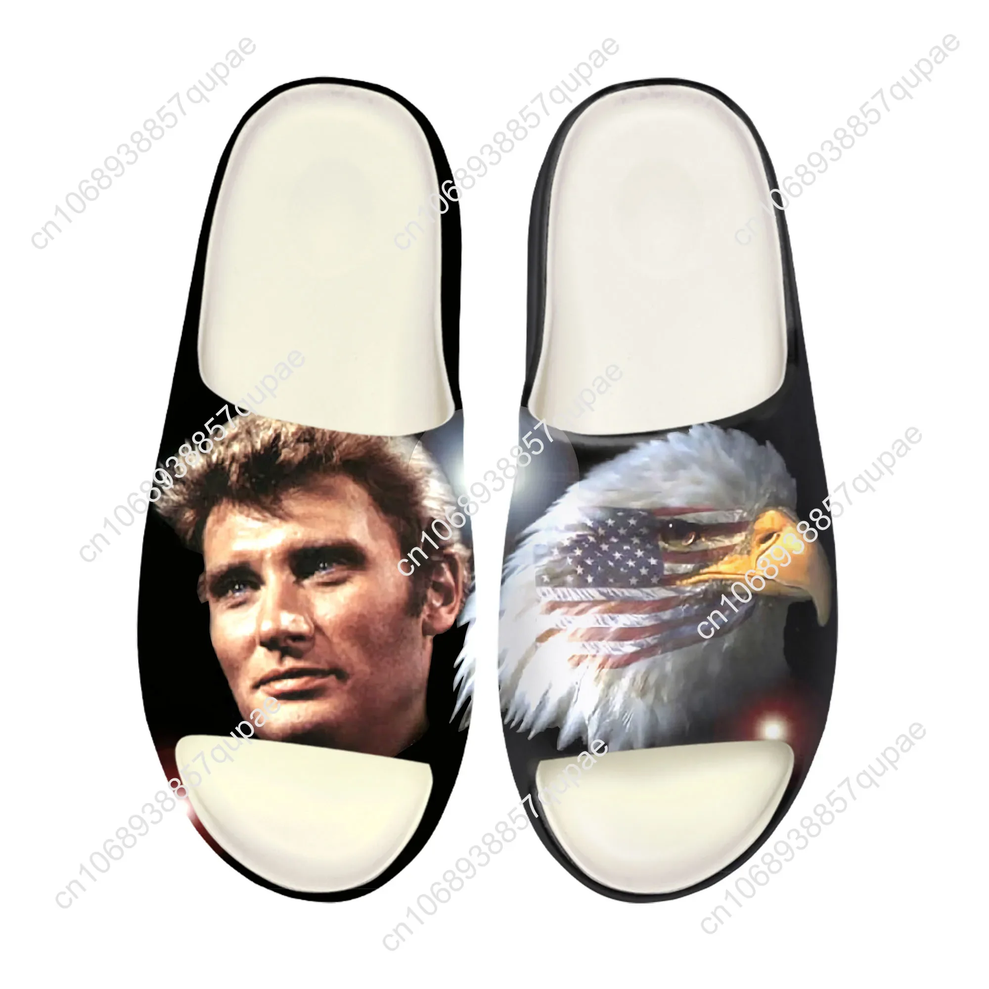 Johnny Hallyday Rock Singer Soft Sole Sllipers Home Clogs Mens Womens Teenager Custom Made Sandals Water Shoes On Shit  Step in