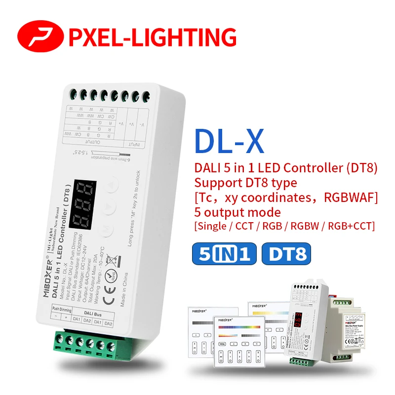 

DL-X DALI Dimming Control System(DT8) 86 touch panel DALI 5 in 1 LED Controller DALI Bus Power Supply DIN Rail for led lamps