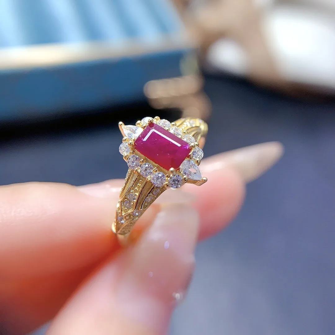 

Opulent Exquisite Natural Ruby S925 Silver Ring Showstopping Perfect As A Gift and For Daily or Festive Wear Brilliance