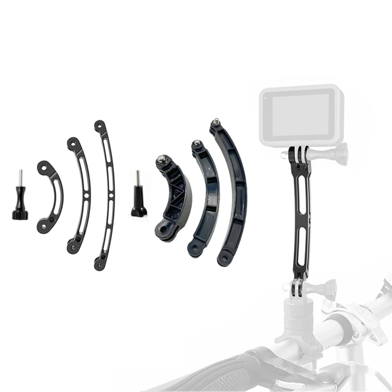 Helmet Arm Extension Curved Pole 1/4 Screw Selfie Stick Tripod Adapter Mount for GoPro 13 12 11 10 Insta360 DJI Action 6 Camera