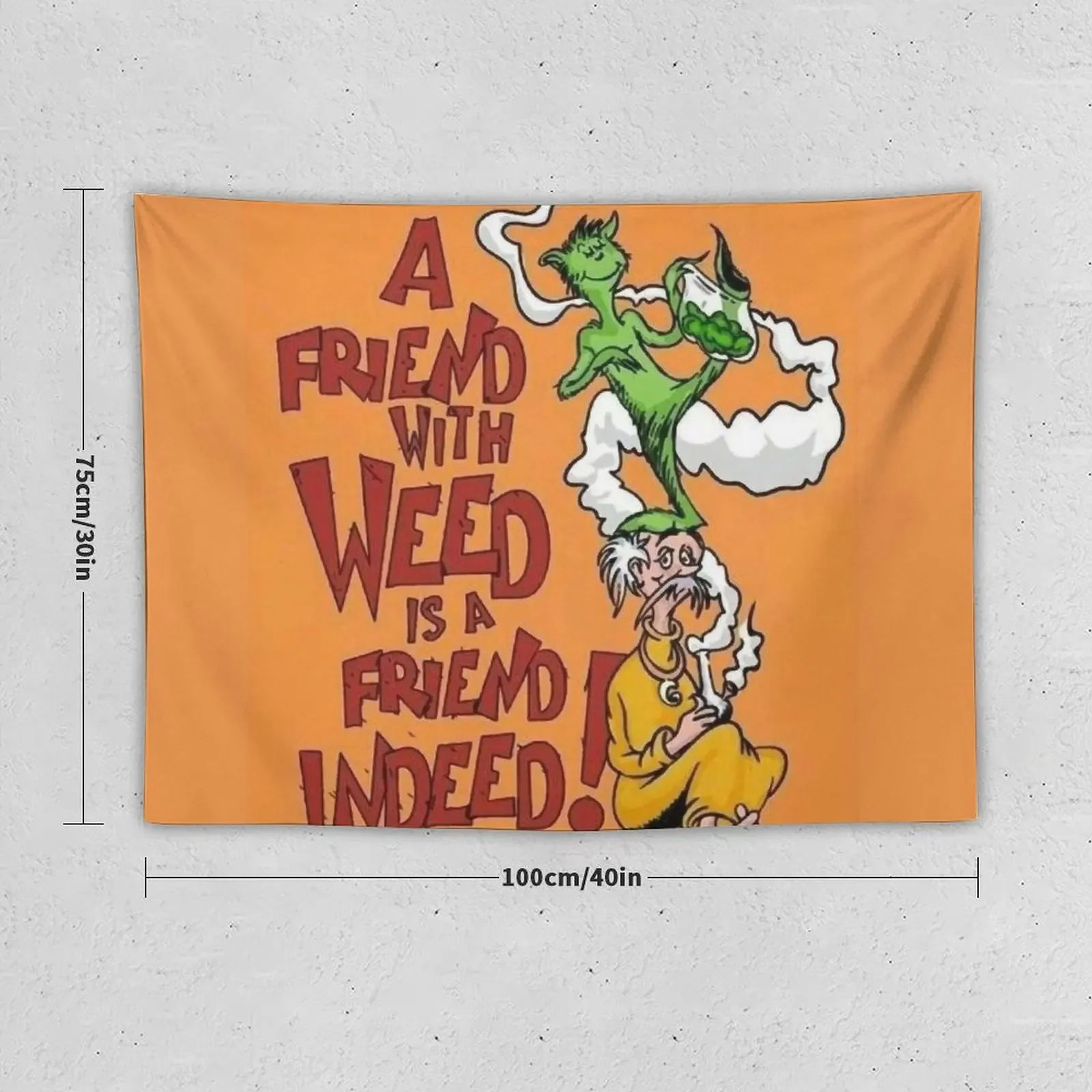 Retro Orange Friend who Smoke is what you need Tapestry Wall Decoration Items Decoration Wall Hanging Wall Tapestry