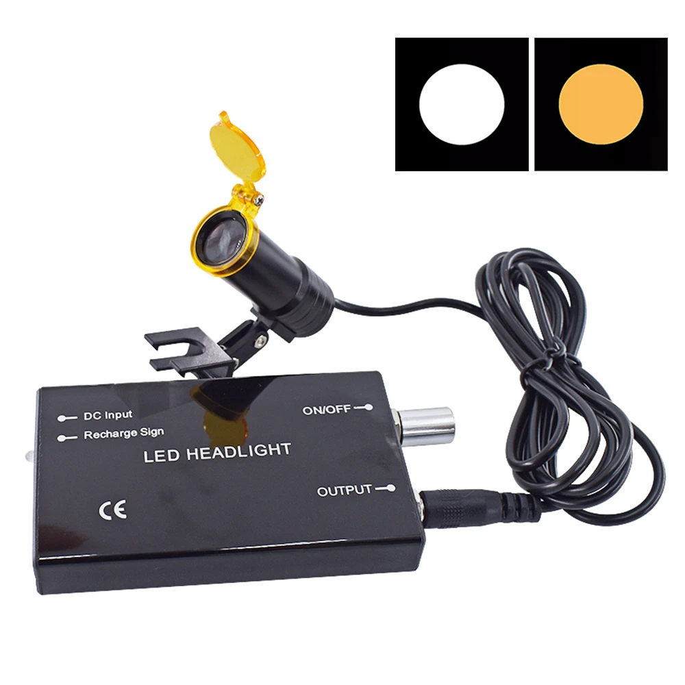 

LED Headlight for Dental Loupe Spotlight Illuminator with Glasses Clip for Medical Beauty Surgery Oral Cavity Dentist Surgery