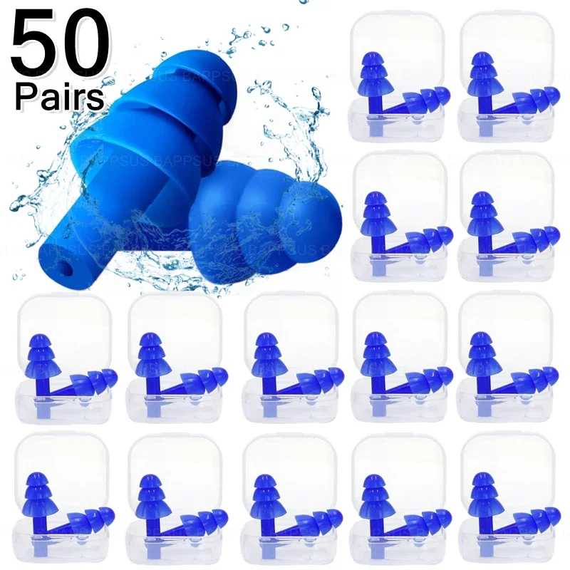 Soft Silicone Earplugs Waterproof Swimming Diving Ear Plugs Reusable Noise Reduction Sleeping EarPlug Hearing Protector with Box