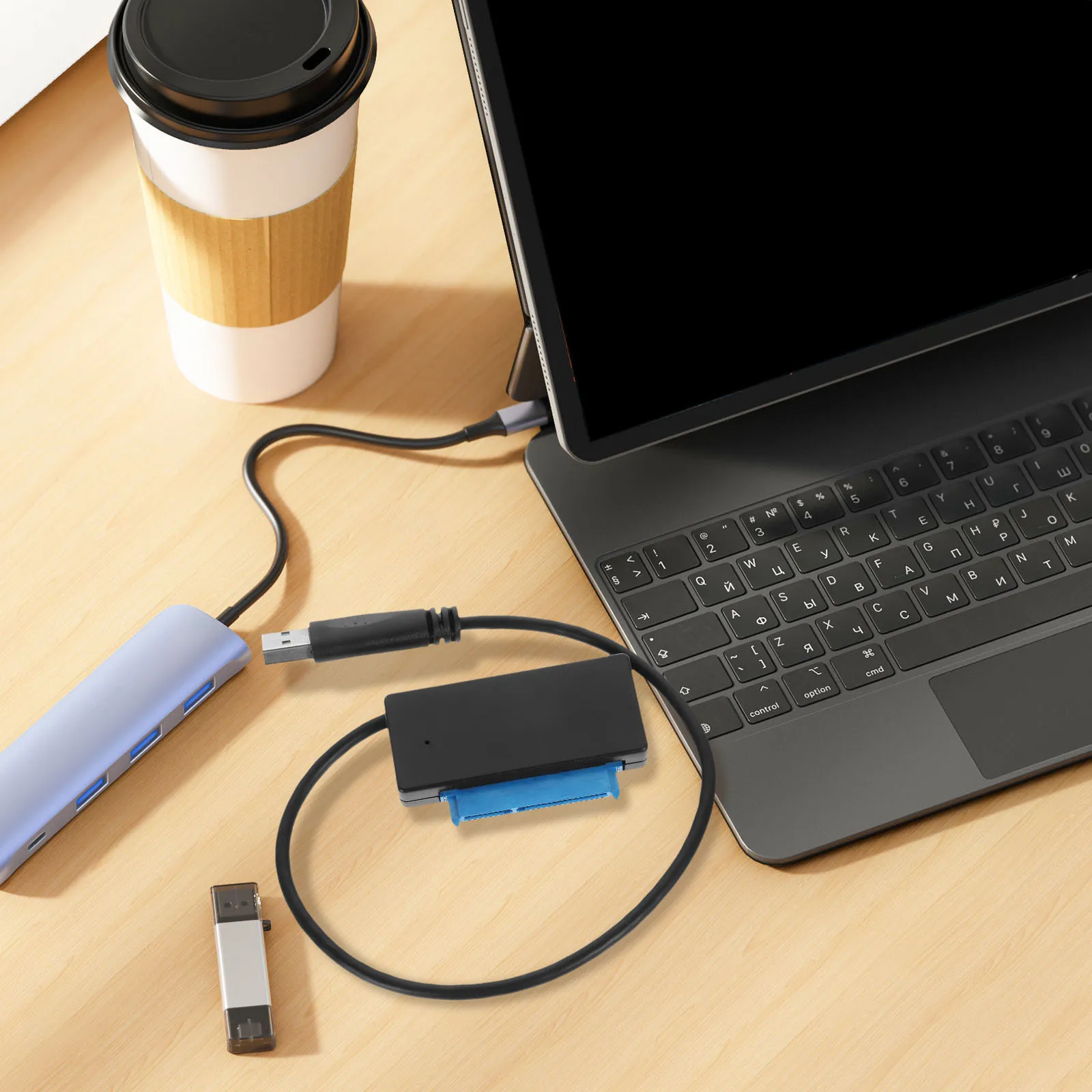 Cabo adaptador de disco rígido USB 30 a 25 portátil mini tamanho 144 MB transferência plug play para 25 35 SSD preto