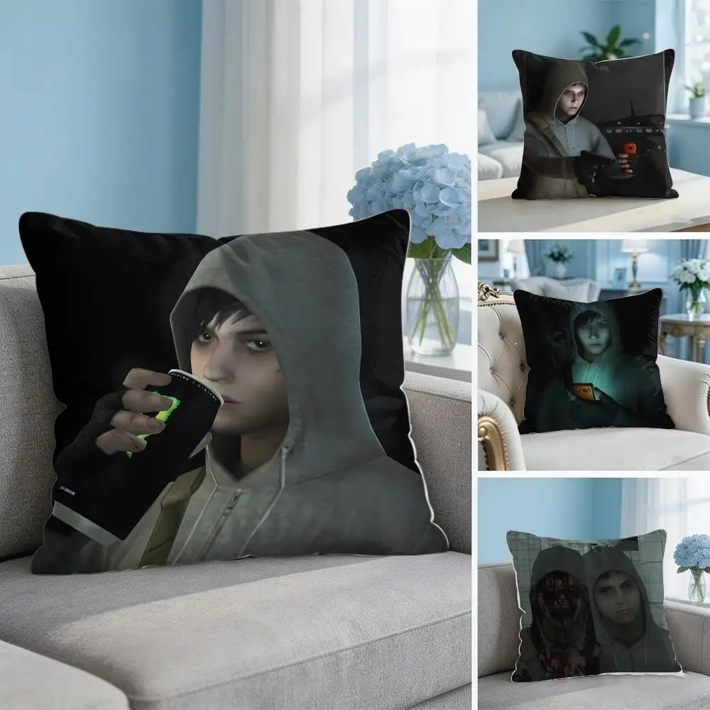 horror game c-Cry of Fear Cushion Cover Soft Short Plush Throw Pillow Cover Hidden Zipper Cutecore Sofa Bedroom Home Decor