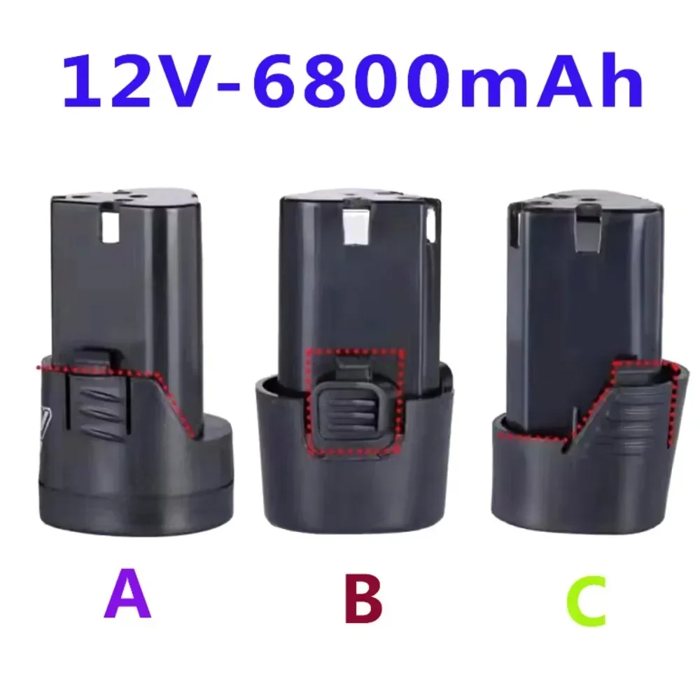 High Capacity 12V 6800mAh Universal Rechargeable Battery for Power Tools Electric Screwdriver Electric Drill Li-ion Battery