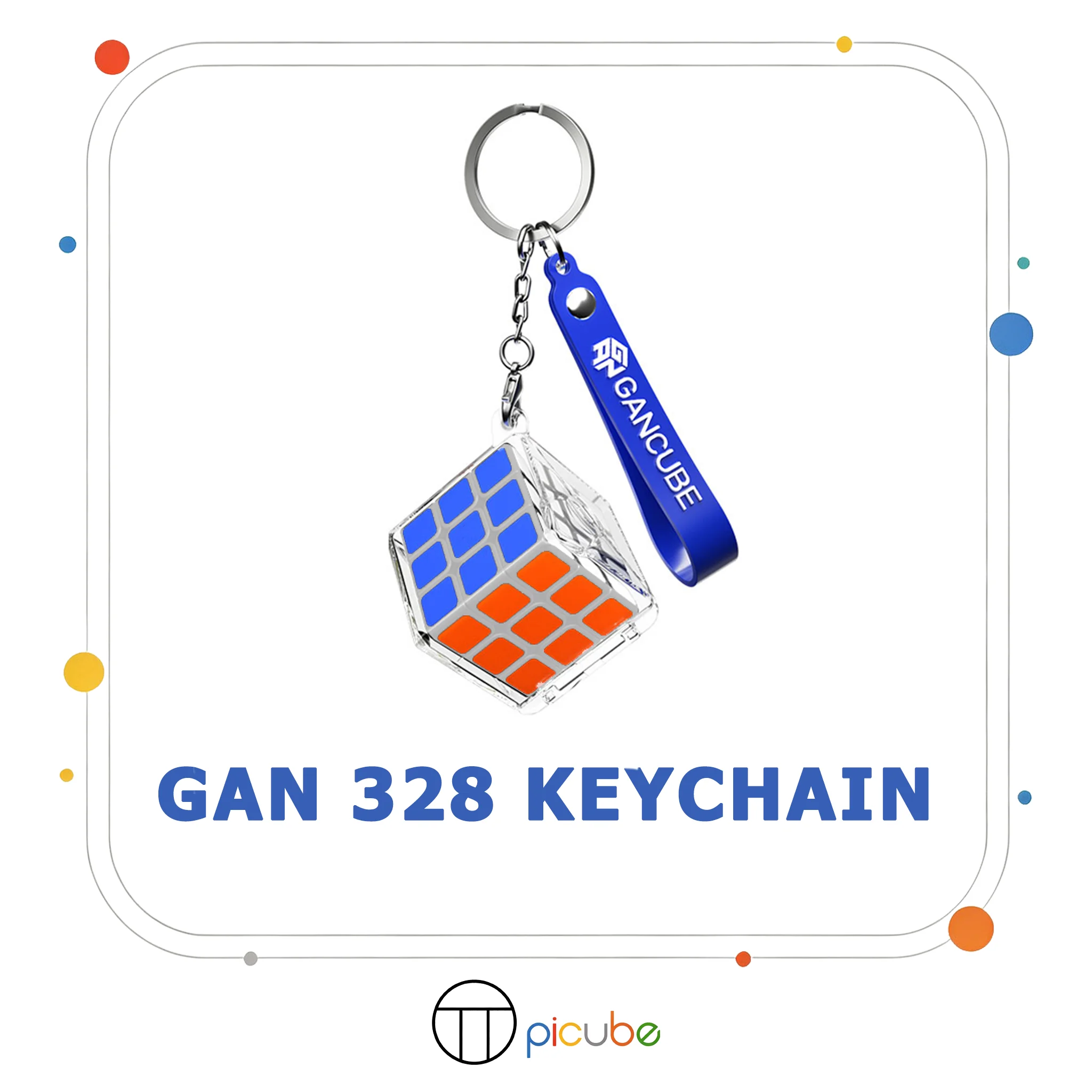 [Picube] GAN 328 Mini 3x3 Keychain Magic Cube Professional Puzzle Cubo Magico Stress Relief Brain‑Teaser Fidget Toy Perfect Gift