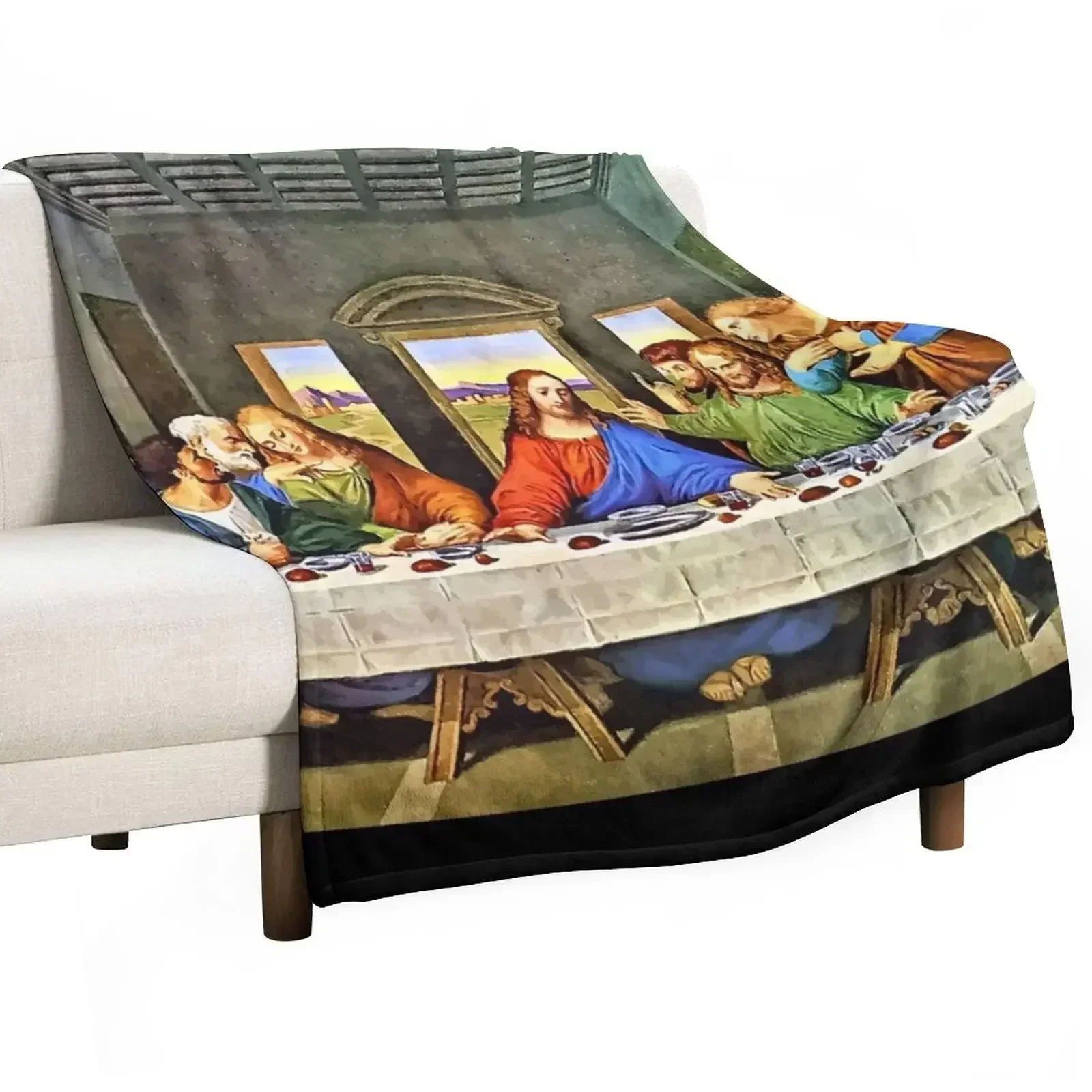 Original Last Supper Painting Throw Blanket warm winter Furry Soft Big Plush Personalized Gift For Baby Blankets