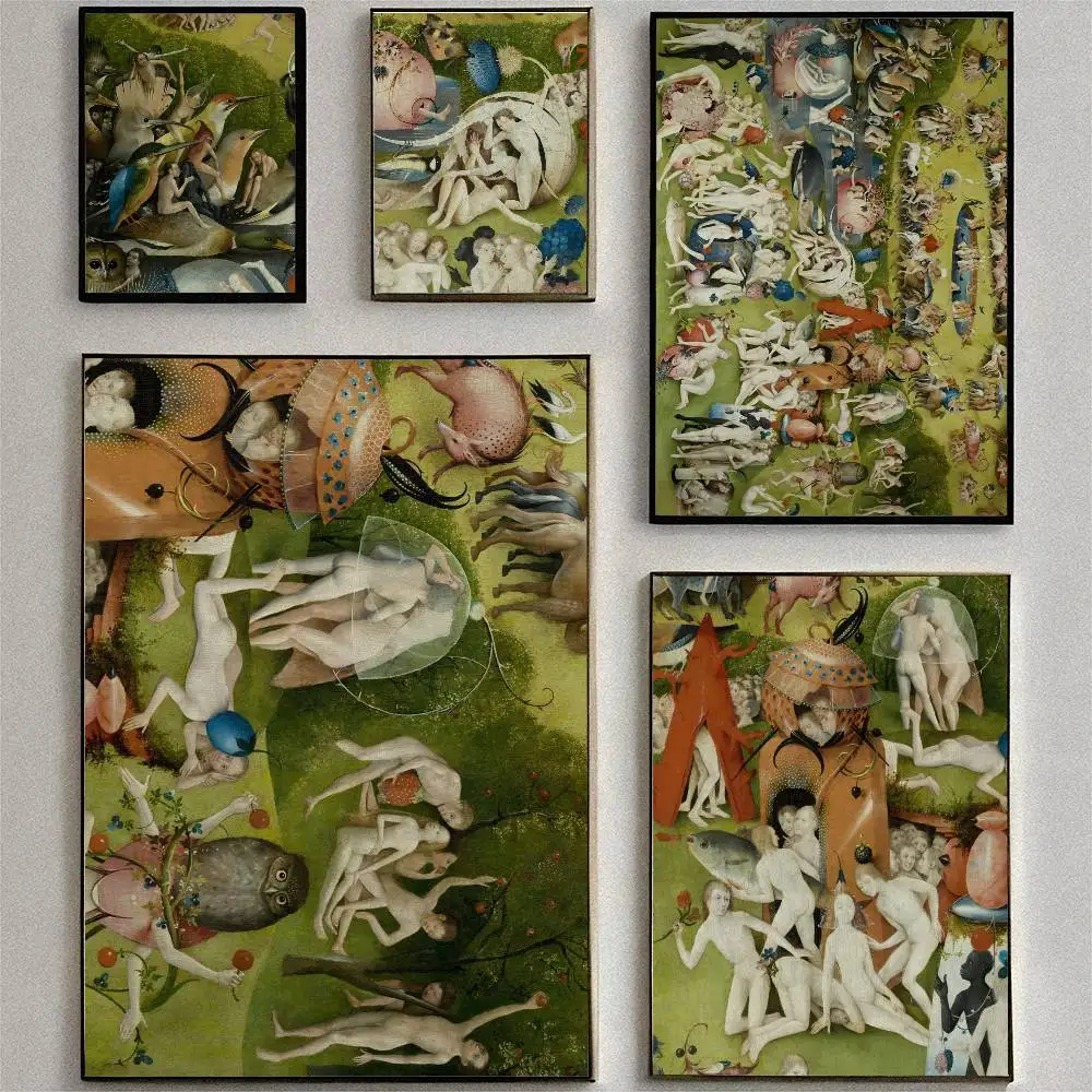 Bosch Hieronymus The Garden Of Earthly Delight Posters High Quality Self-adhesive Wall Art Decorations Color Prints Sticky