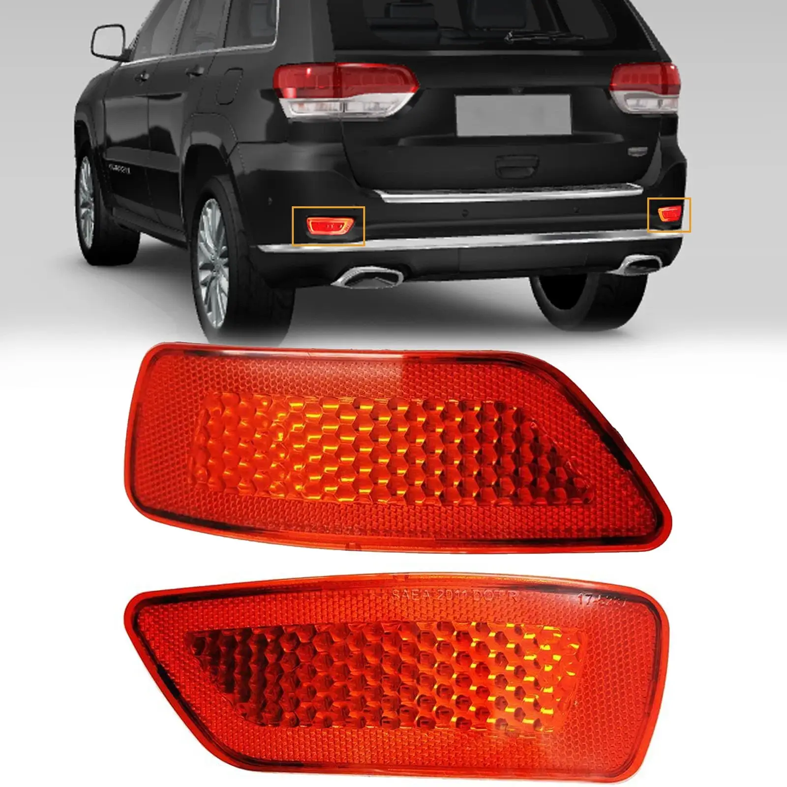 Red Rear Bumper Reflector Light Cover 57010720AC for Jeep Compass Grand Cherokee Dodge Journey 2011-2021