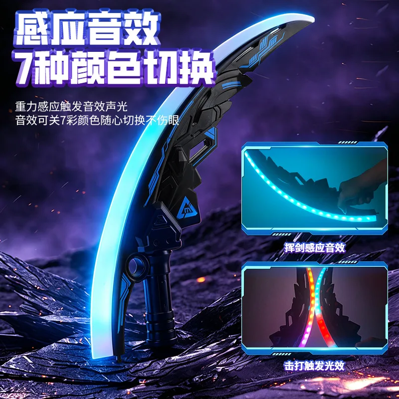 Spada Curva LED Cyberpunk Luminosa, Lama Ricaricabile per Cosplay, Decorazione Stanza e Servizi Fotografici, Giocattolo Sicuro