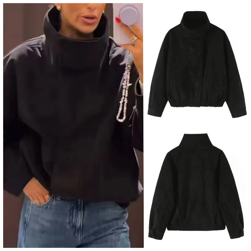 Guobioziy 2026 Women's New SuedeTexture Pilot Jacket Stylish and Versatile Elegant and Casual