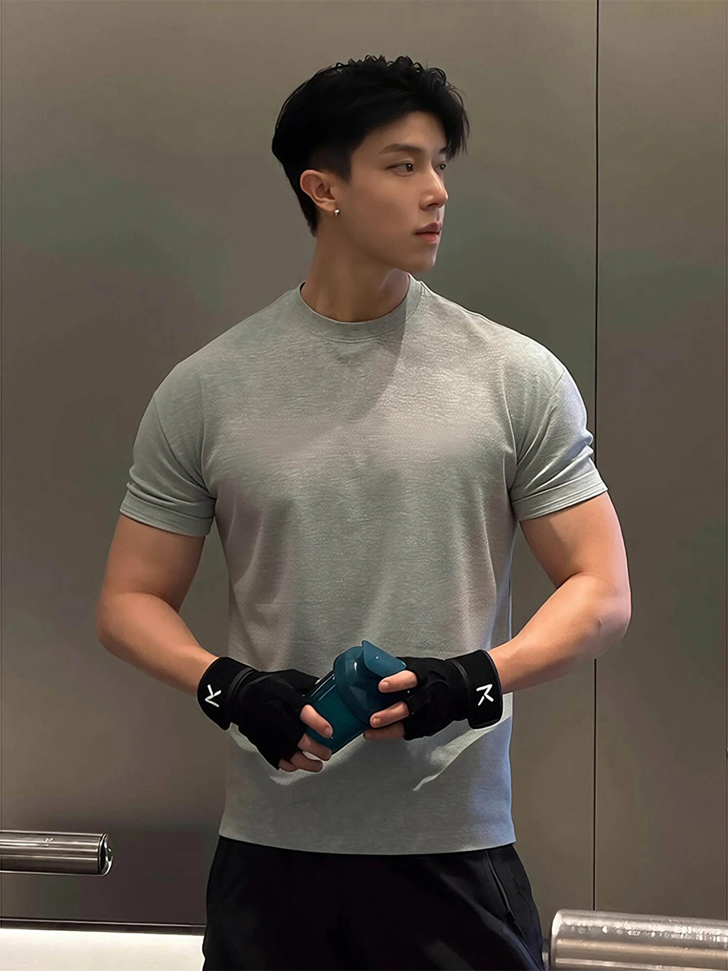 ey Cool Qui Dry ort Sve Men's Summer Elastic Slim Fit Muscle ow American Sport Fitn Training Clothes T-irt