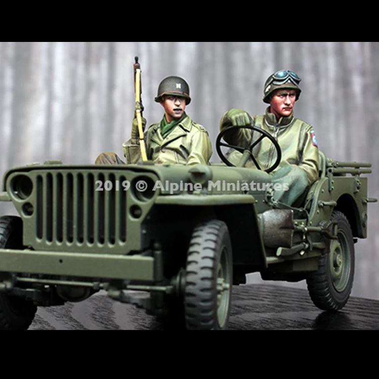 1/35 WW2 미국 지프 크루 세트, 지프 없음, 송진 모델 군인 GK, 제 2 차 세계 대전 군사 테마, 조립되지 않은 및 도색되지 않은 키트