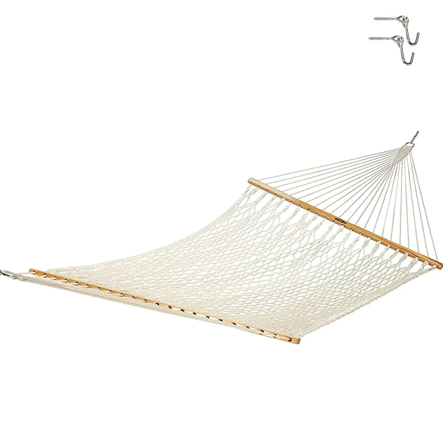 Deluxe Cotton Rope Hammock with Extension Chains & Tree Hooks, 2-Person 450LB Capacity, 13ft x 55in, Handcrafted, Customized