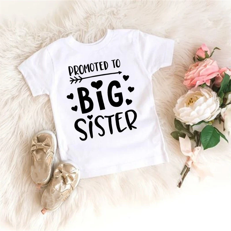 2024 Hot Promoted To Big Sister Kids T-Shirt Childrens T Shirt Baby Top Toddler Tshirt Summer Clothes Girls Short Sleeve Tee