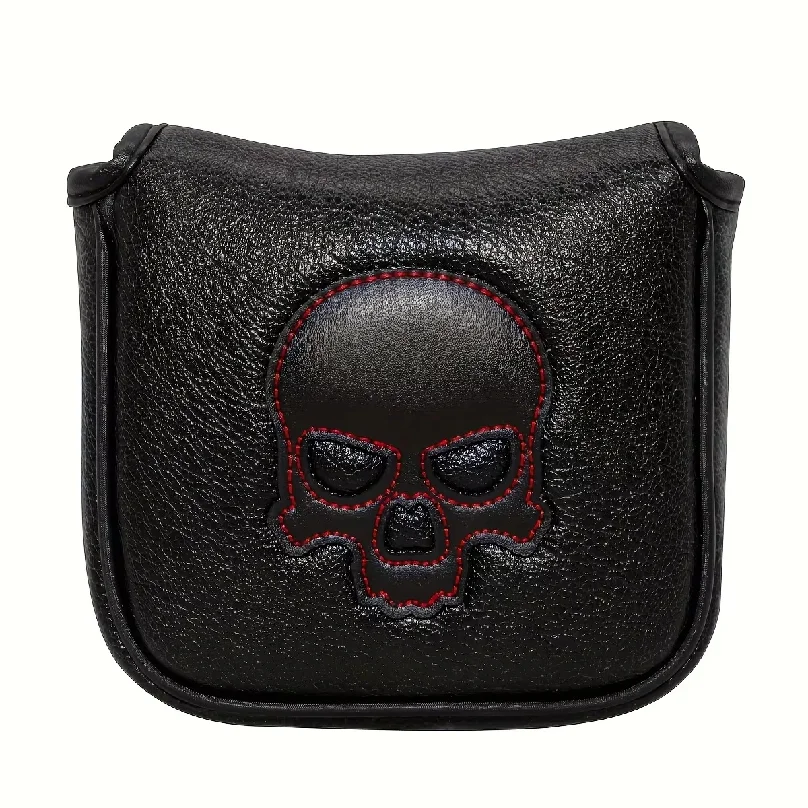 1pc Golf Club Protective Cover, Putting Head Cover, Red Face and White Face Skull Design, Magnet Closure, Durable and Stylish