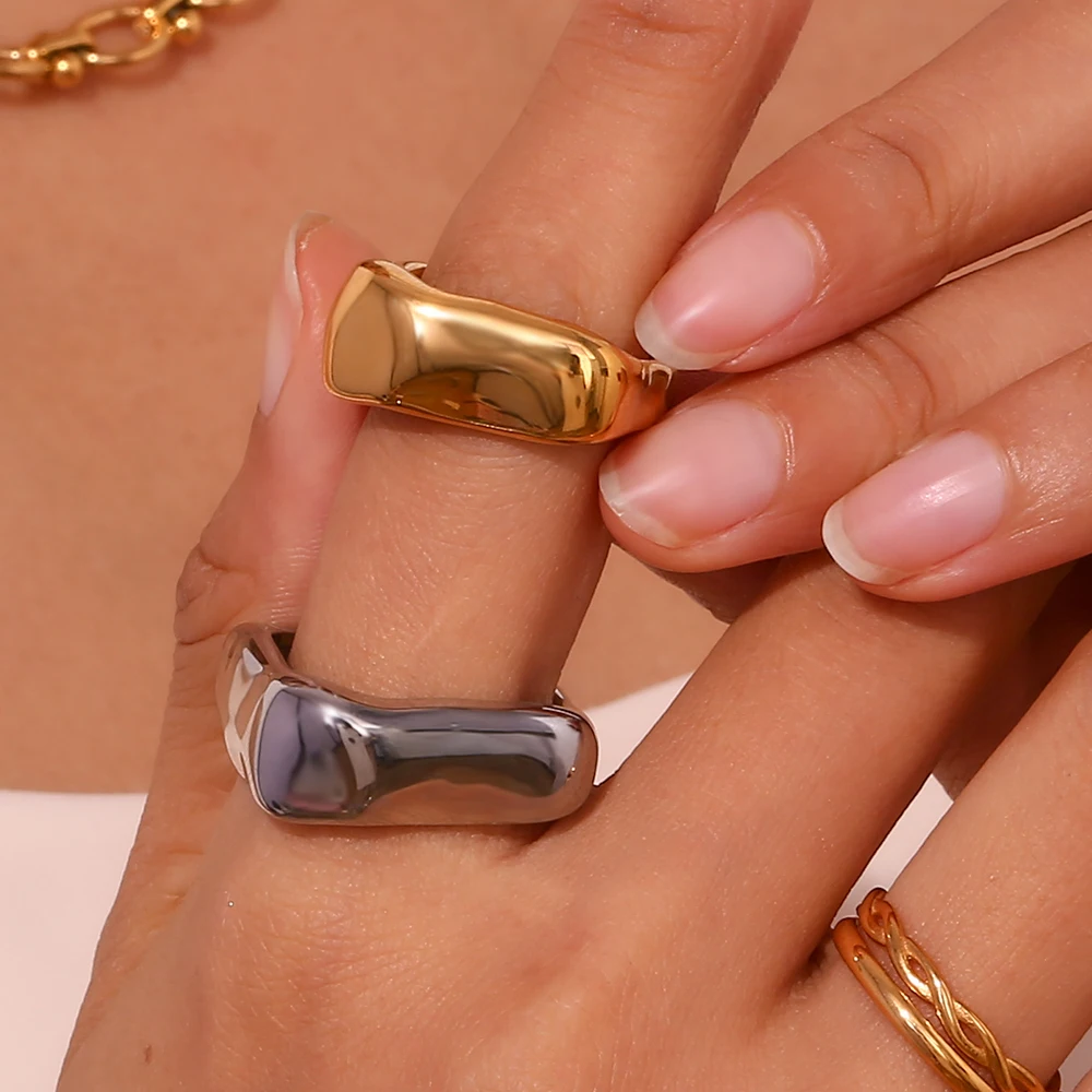 MamacitaSlay Exclusive 316L Stainless Steel Square Ring Party Design Waterproof Jewelry New Trendy Accessories High Quality Gift