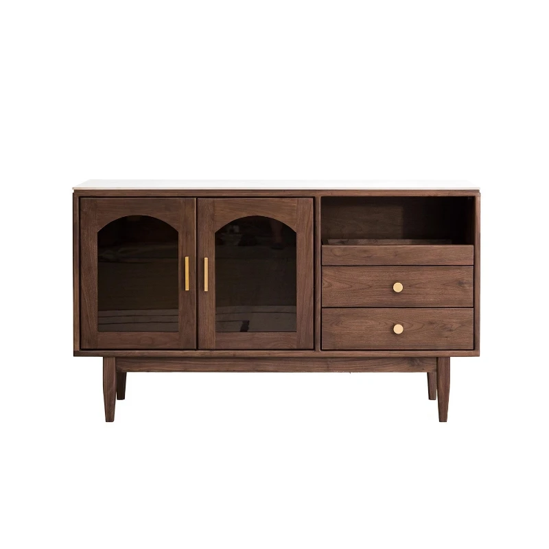 

All solid wood black walnut home modern simple multi-functional rock slab locker