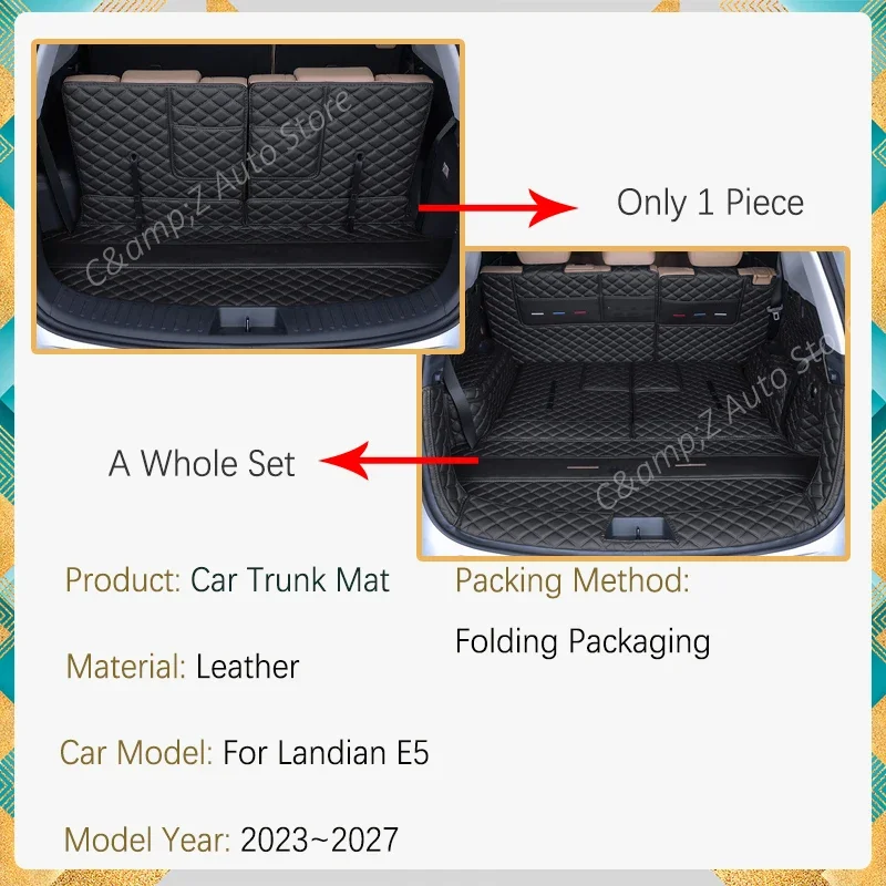 Samochodowe tylne maty bagażnika do Landian DFSK E5 HEV 2023 2024 2025 2026 2027 Skórzane wykładziny bagażnika Dywaniki samochodowe Akcesoria