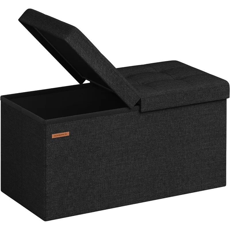 Storage Ottoman, Foldable Storage Bench, 15 x 30 x 15 Inches, Flipping Lid, 660 lb Load Capacity, for Entryway, Living Room